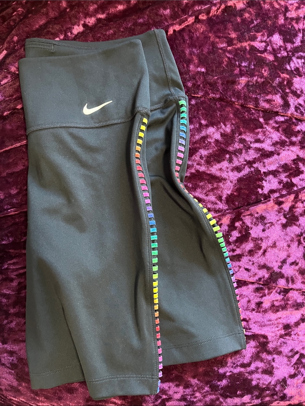 Nike Black Mid-Rise Bike Shorts with Side Stripe Detail